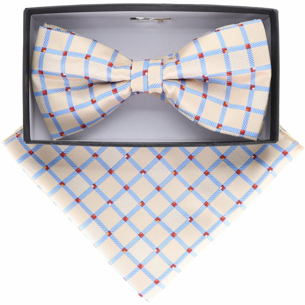 Vittorio Farina Geometric Designer Bow Tie &amp; Pocket Square - BH-21075 - Classy Cufflinks