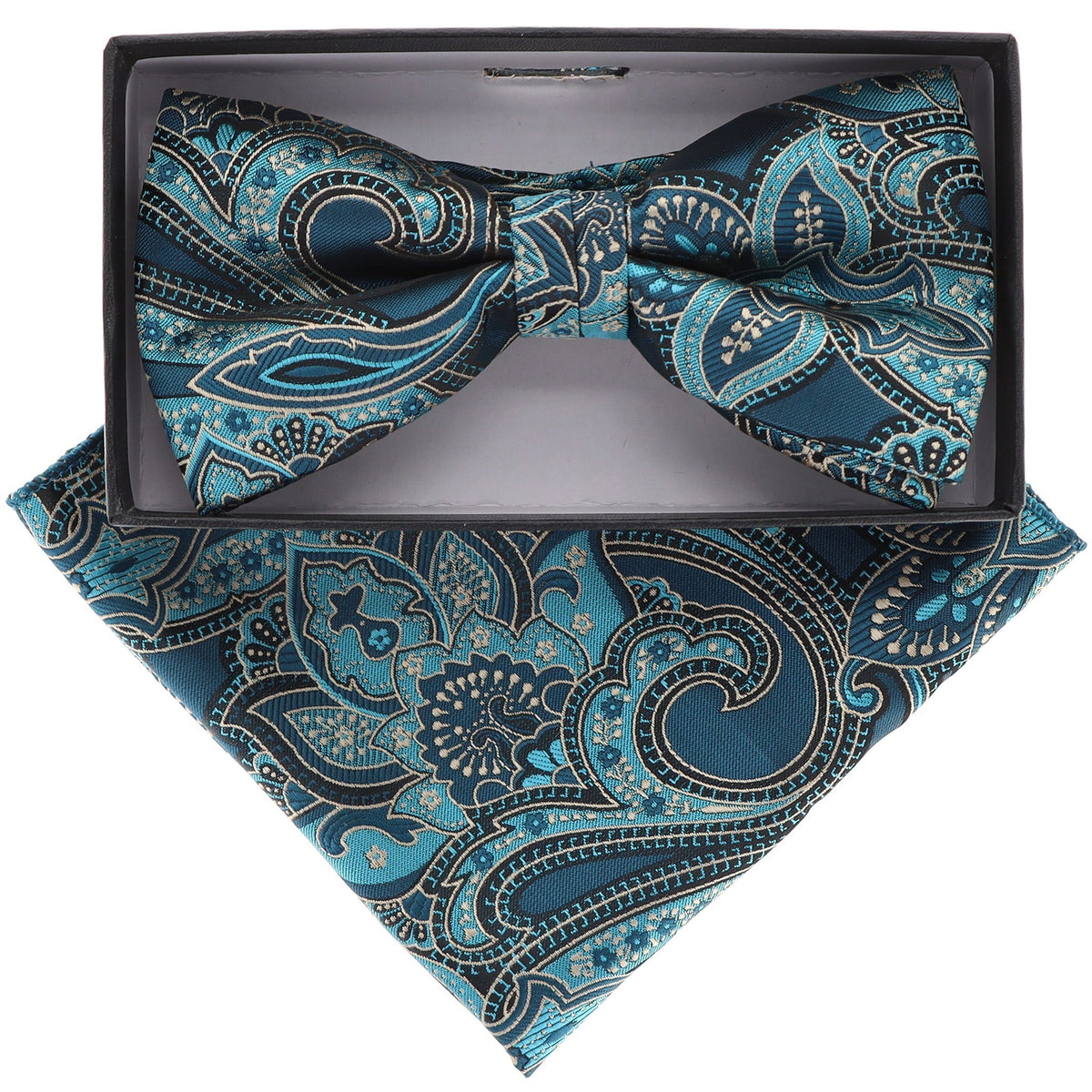 Vittorio Farina Paisley Designer Bow Tie &amp; Pocket Square - BH-21082 - Classy Cufflinks