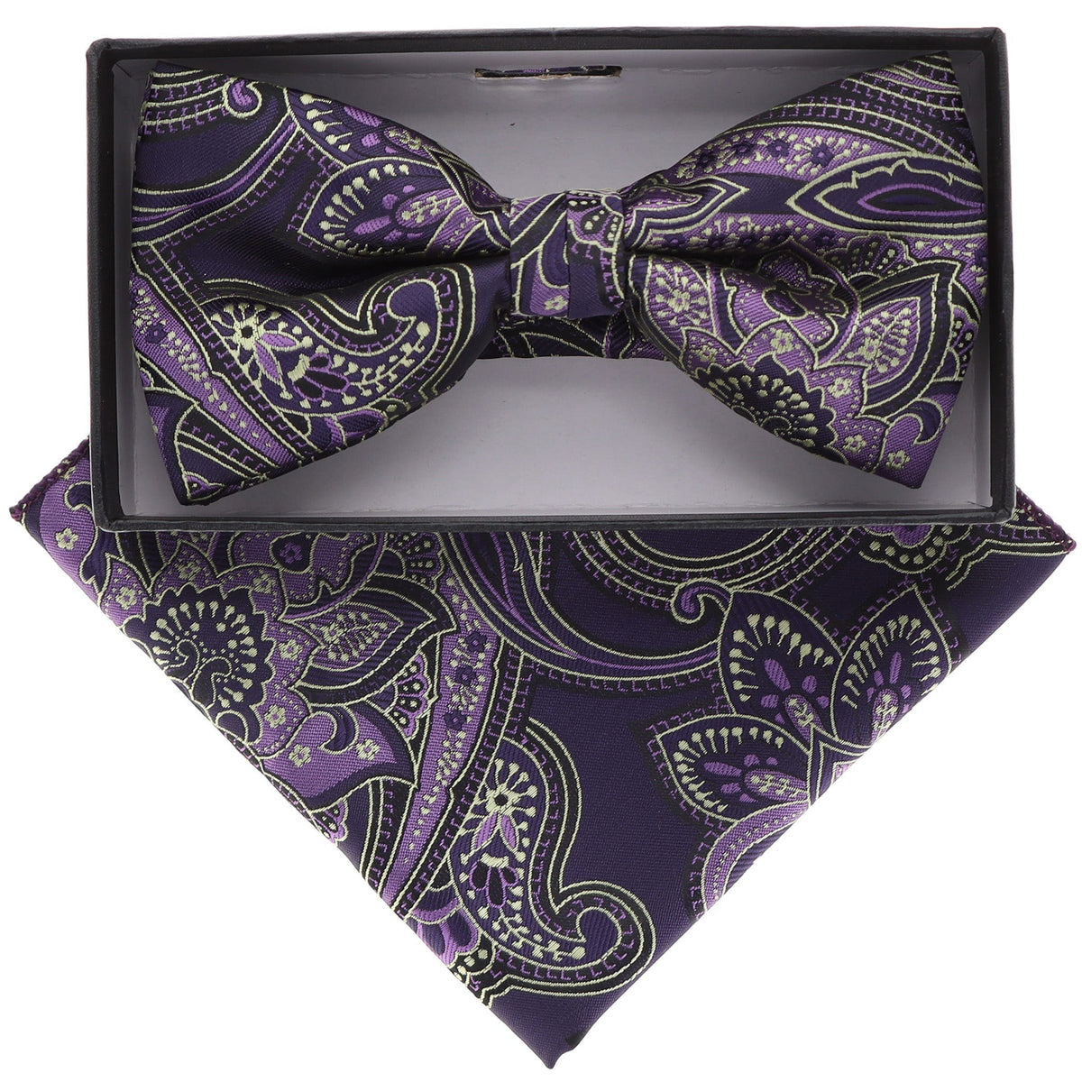Vittorio Farina Paisley Designer Bow Tie &amp; Pocket Square - BH-21084 - Classy Cufflinks