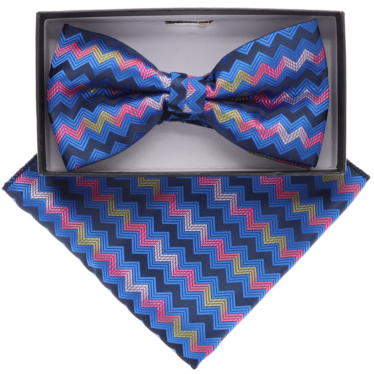 Vittorio Farina Geometric Designer Bow Tie &amp; Pocket Square - BH-21087 - Classy Cufflinks