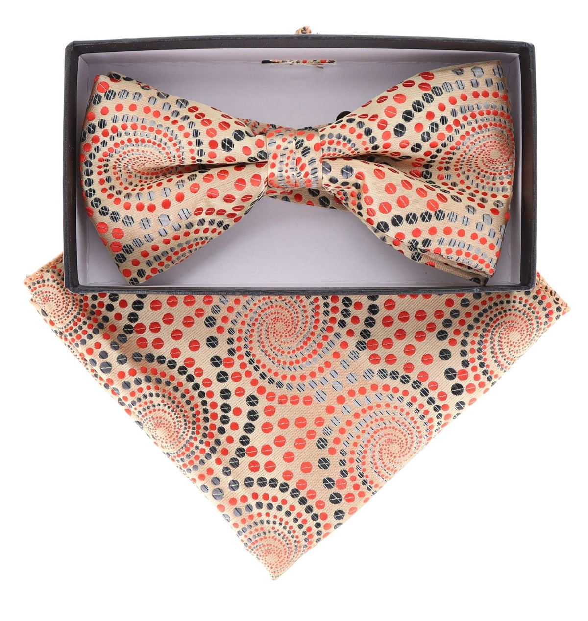 Vittorio Farina Geometric Designer Bow Tie &amp; Pocket Square - BH-21089 - Classy Cufflinks