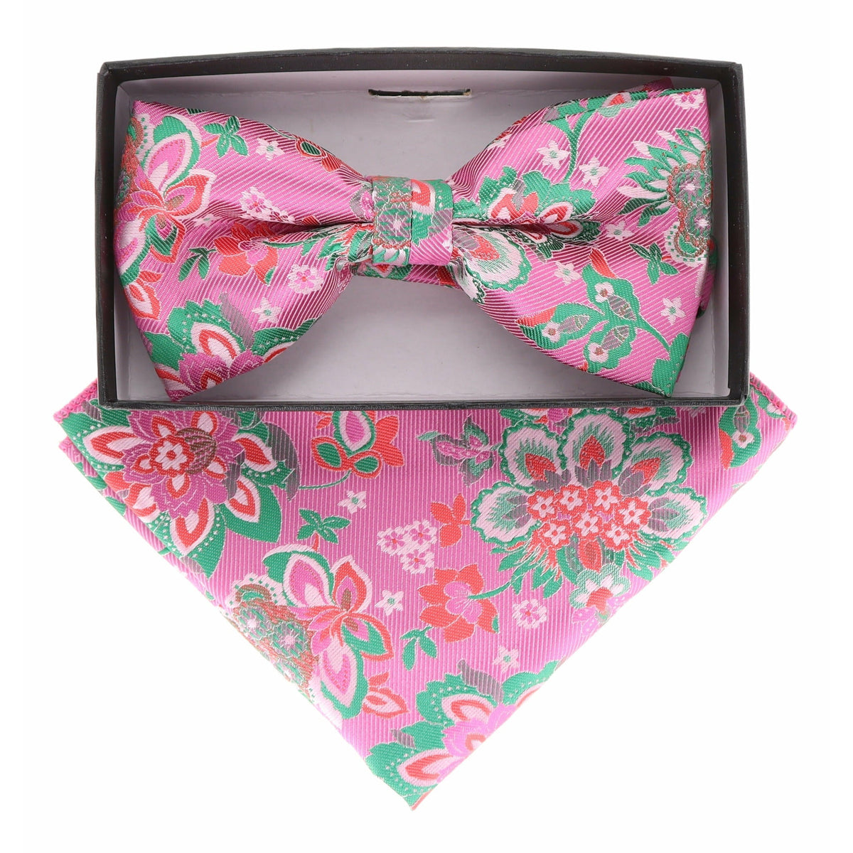 Vittorio Farina Floral Designer Bow Tie &amp; Pocket Square - BH-21097 - Classy Cufflinks