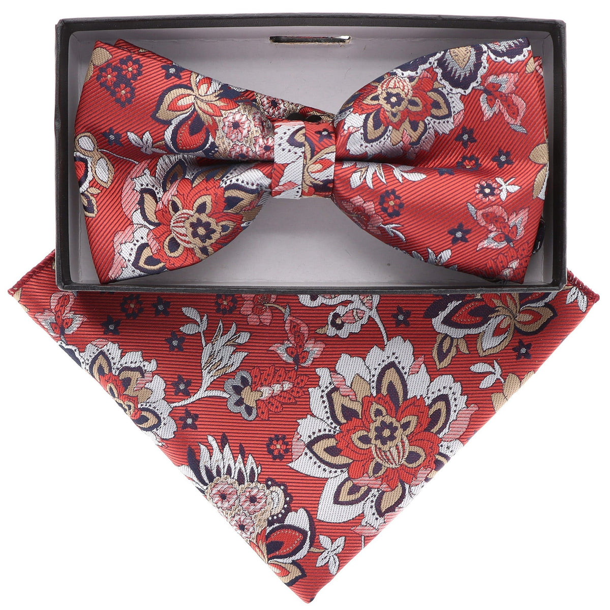 Vittorio Farina Floral Designer Bow Tie &amp; Pocket Square - BH-21099 - Classy Cufflinks