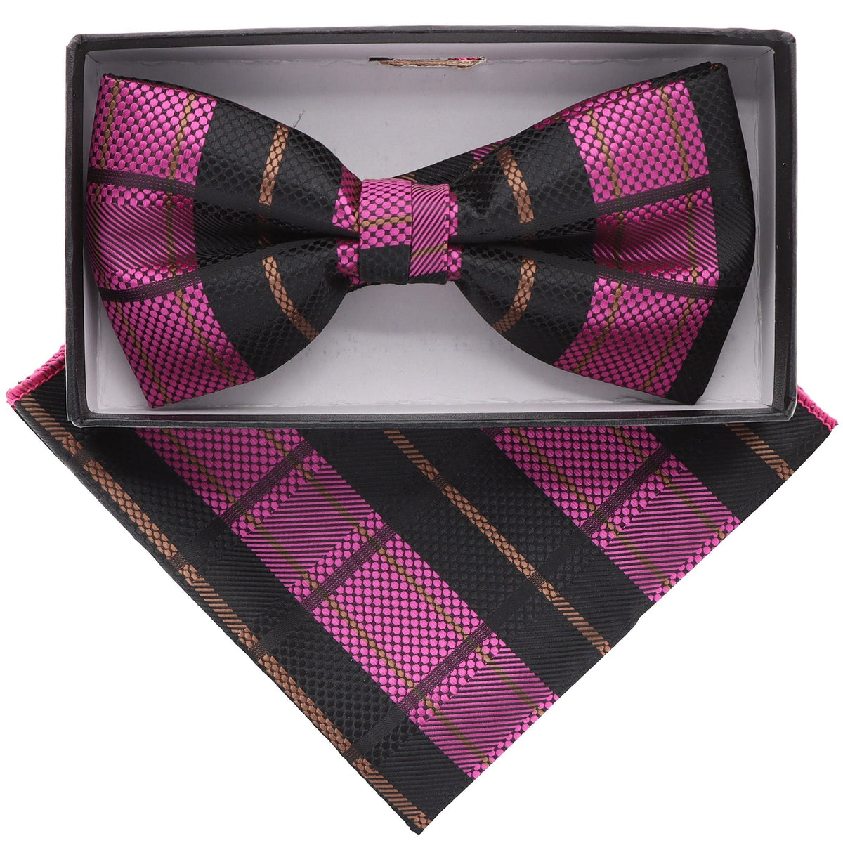 Vittorio Farina Geometric Designer Bow Tie &amp; Pocket Square - BH-21108 - Classy Cufflinks
