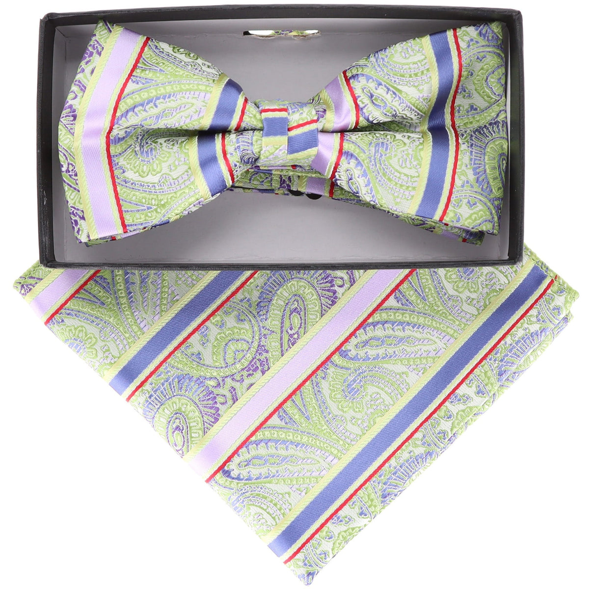 Vittorio Farina Paisley Designer Bow Tie &amp; Pocket Square - BH-21113 - Classy Cufflinks