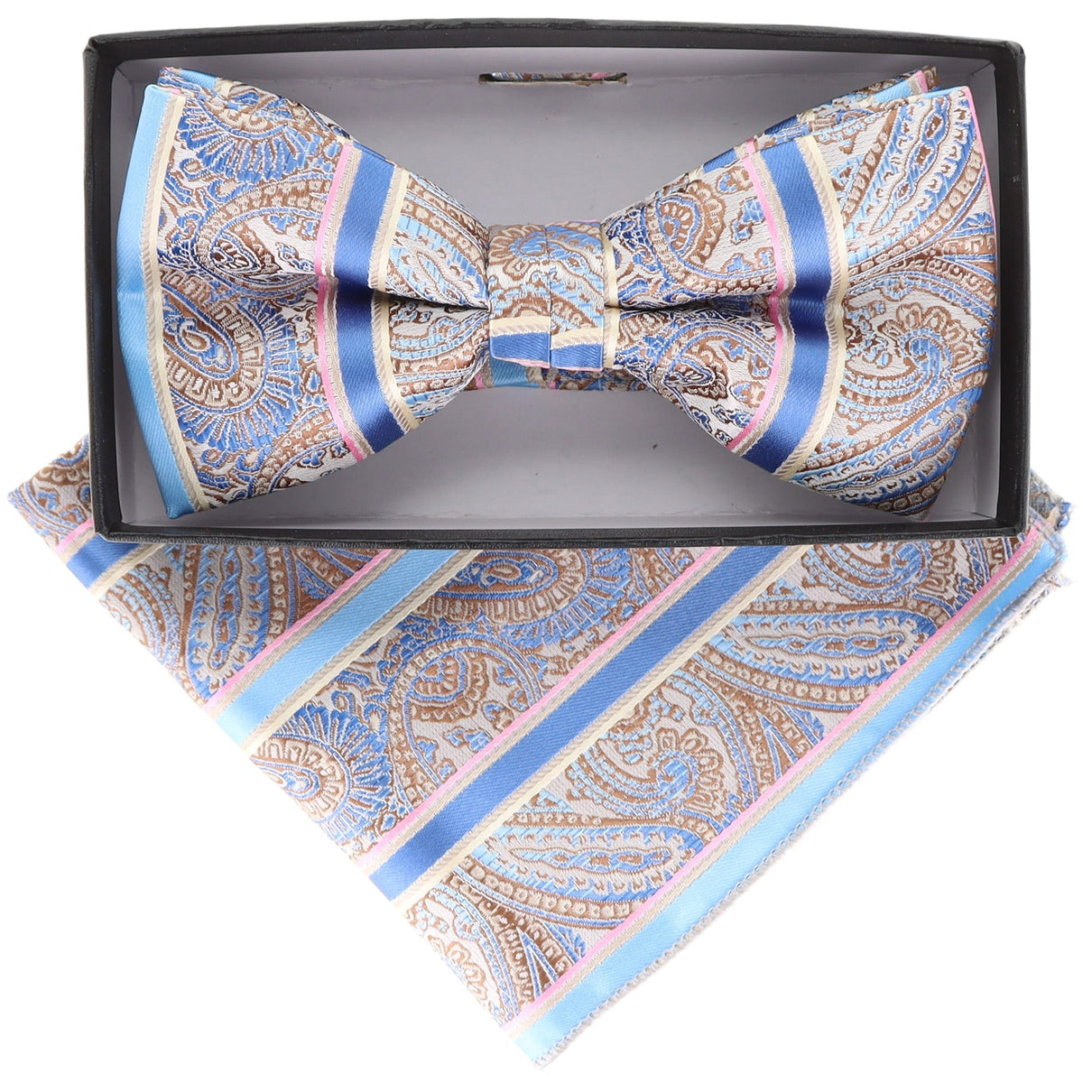 Vittorio Farina Paisley Designer Bow Tie &amp; Pocket Square - BH-21114 - Classy Cufflinks