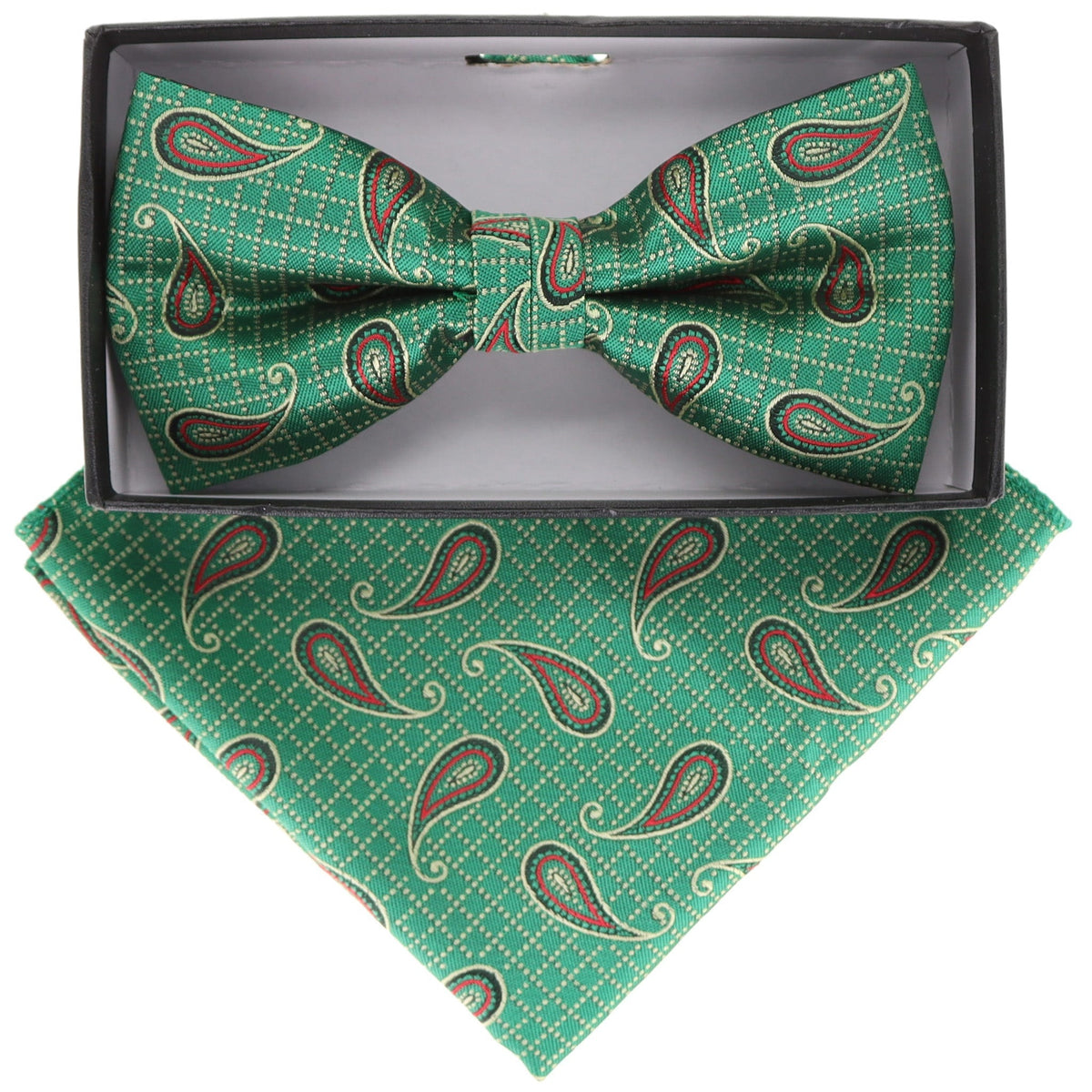 Vittorio Farina Paisley Designer Bow Tie &amp; Pocket Square - BH-21118 - Classy Cufflinks