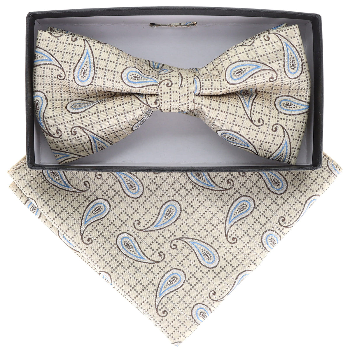Vittorio Farina Paisley Designer Bow Tie &amp; Pocket Square - BH-21119 - Classy Cufflinks