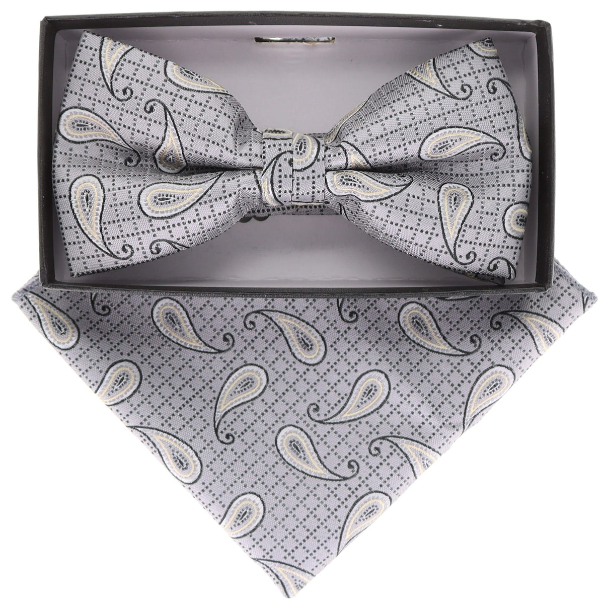 Vittorio Farina Paisley Designer Bow Tie &amp; Pocket Square - BH-21120 - Classy Cufflinks