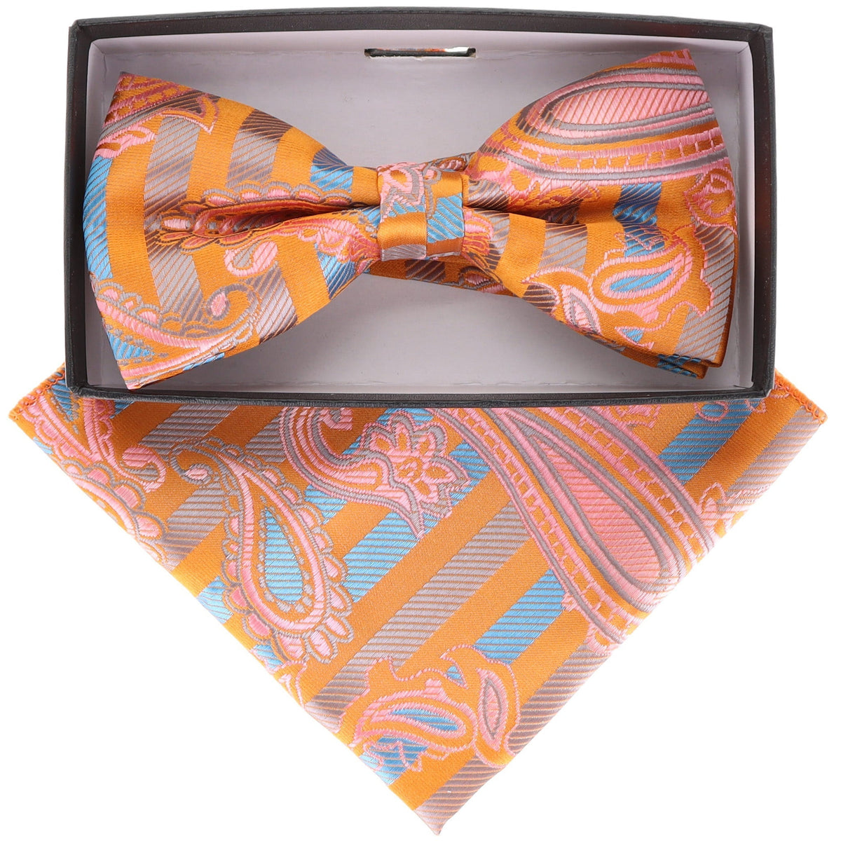 Vittorio Farina Paisley Designer Bow Tie &amp; Pocket Square - BH-21122 - Classy Cufflinks