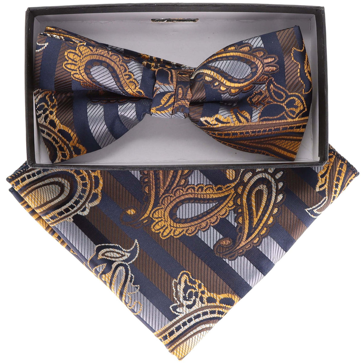 Vittorio Farina Paisley Designer Bow Tie &amp; Pocket Square - BH-21123 - Classy Cufflinks