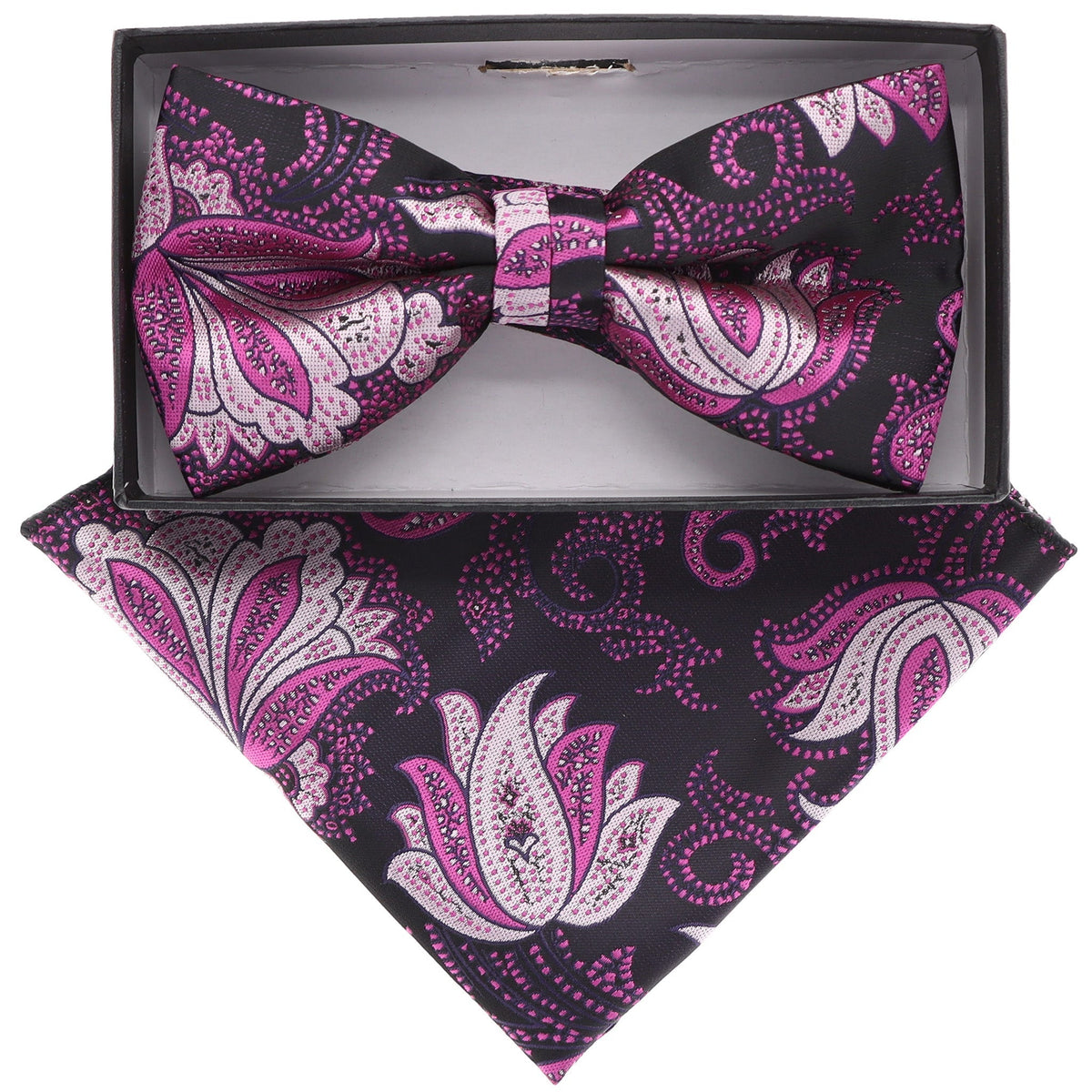 Vittorio Farina Floral Designer Bow Tie &amp; Pocket Square - BH-21128 - Classy Cufflinks