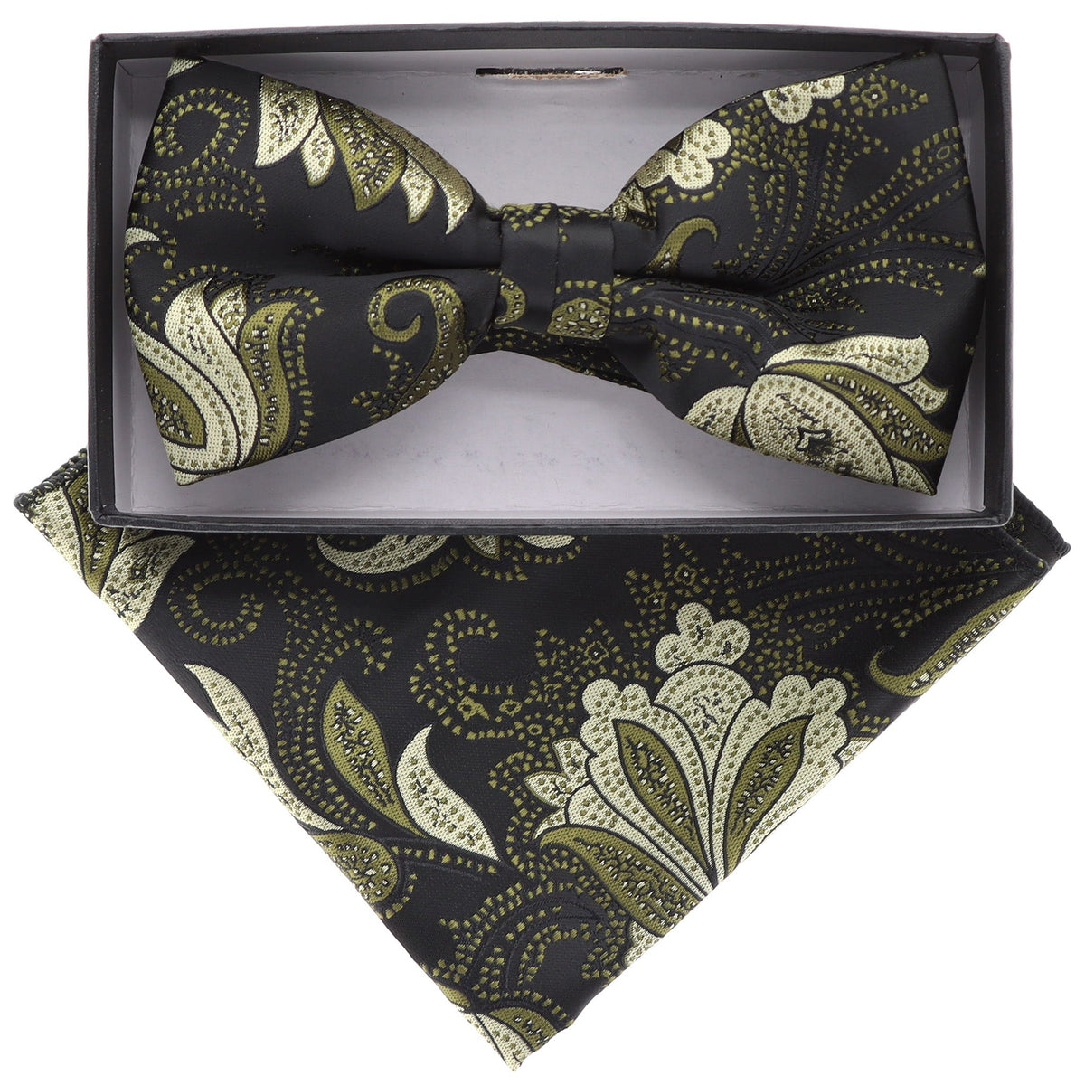 Vittorio Farina Floral Designer Bow Tie &amp; Pocket Square - BH-21129 - Classy Cufflinks