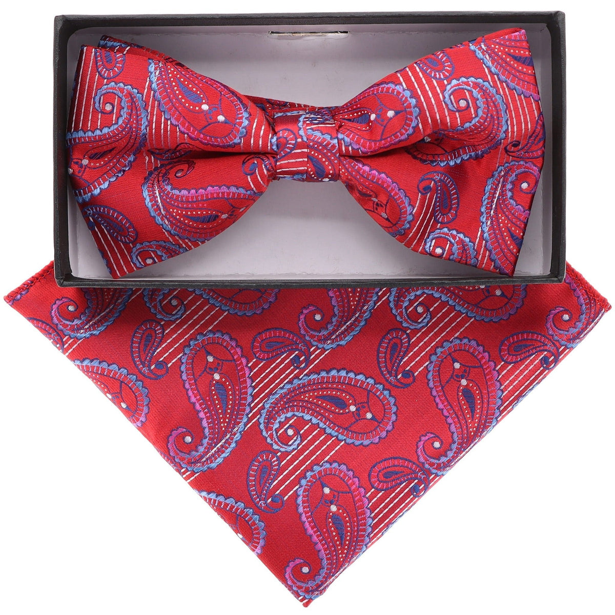 Vittorio Farina Paisley Designer Bow Tie &amp; Pocket Square - BH-21131 - Classy Cufflinks