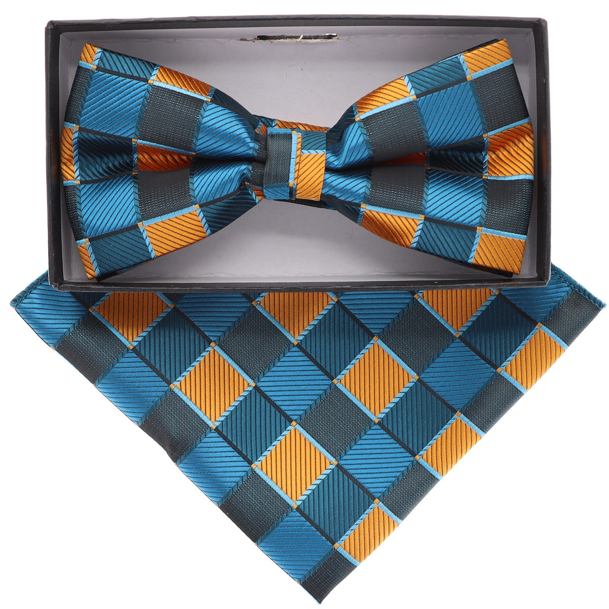 Vittorio Farina Geometric Designer Bow Tie &amp; Pocket Square - BH-21133 - Classy Cufflinks