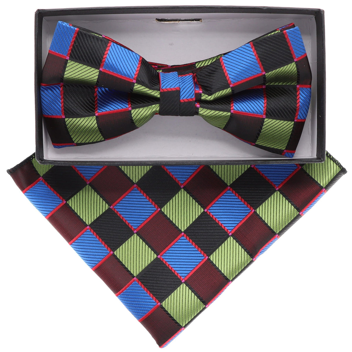 Vittorio Farina Geometric Designer Bow Tie &amp; Pocket Square - BH-21133 - Classy Cufflinks