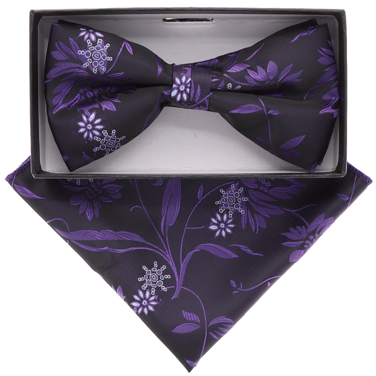 Vittorio Farina Floral Designer Bow Tie &amp; Pocket Square - BH-21139 - Classy Cufflinks