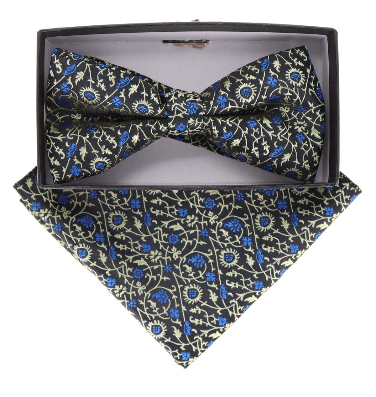 Vittorio Farina Floral Designer Bow Tie &amp; Pocket Square - BH-21149 - Classy Cufflinks