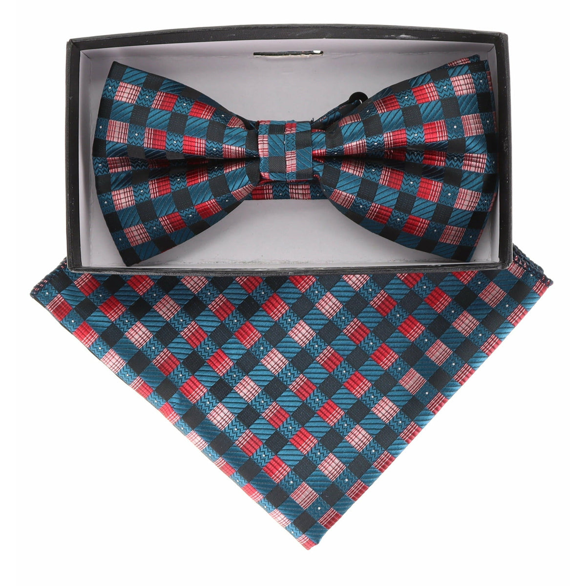 Vittorio Farina Geometric Designer Bow Tie &amp; Pocket Square - BH-21151 - Classy Cufflinks