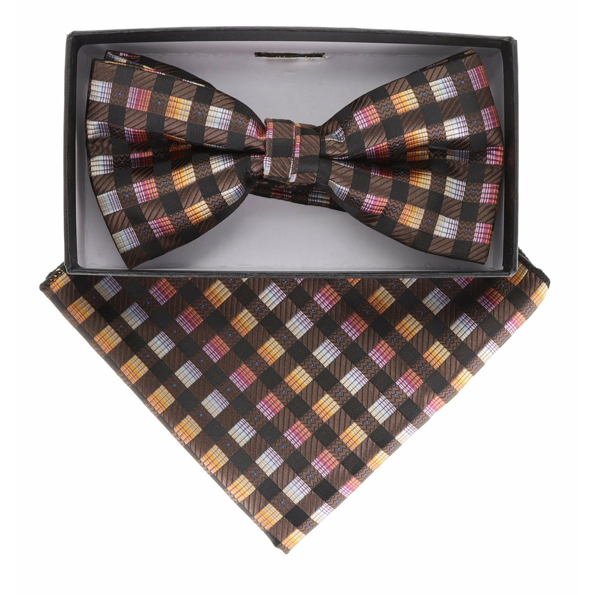 Vittorio Farina Geometric Designer Bow Tie &amp; Pocket Square - BH-21152 - Classy Cufflinks