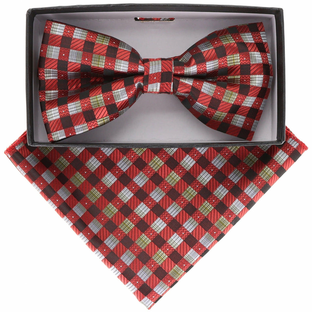 Vittorio Farina Geometric Designer Bow Tie &amp; Pocket Square - BH-21153 - Classy Cufflinks