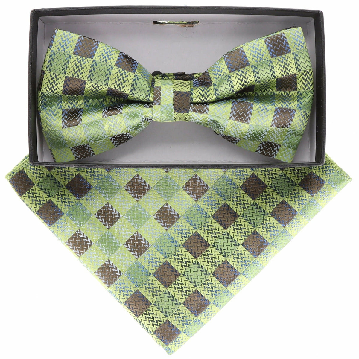 Vittorio Farina Geometric Designer Bow Tie &amp; Pocket Square - BH-21157 - Classy Cufflinks