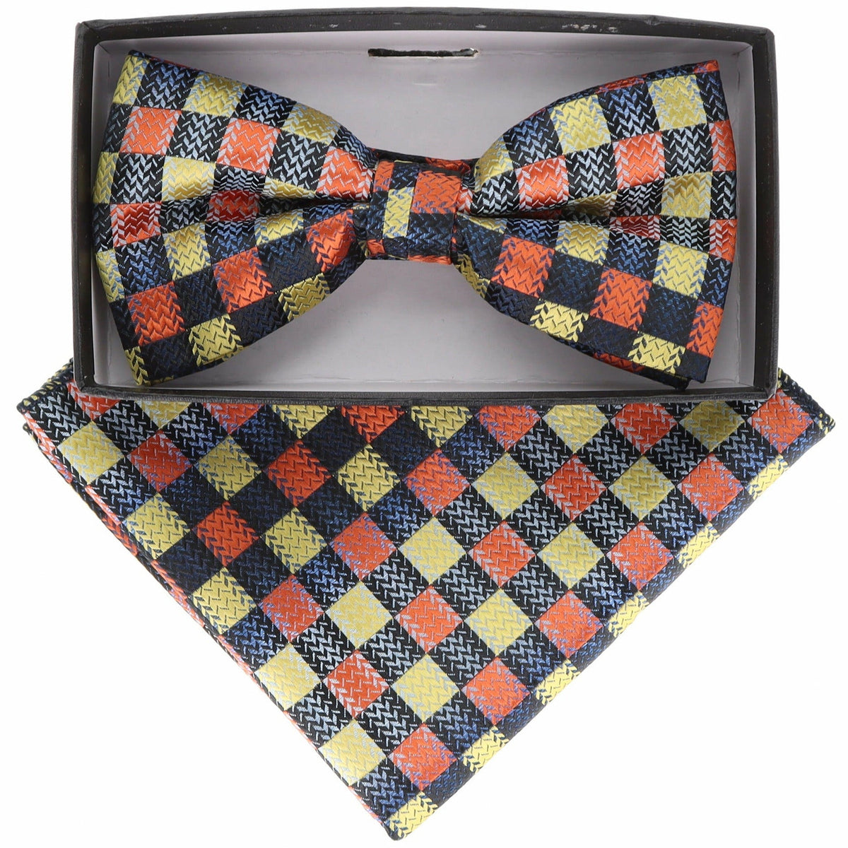 Vittorio Farina Geometric Designer Bow Tie &amp; Pocket Square - BH-21158 - Classy Cufflinks