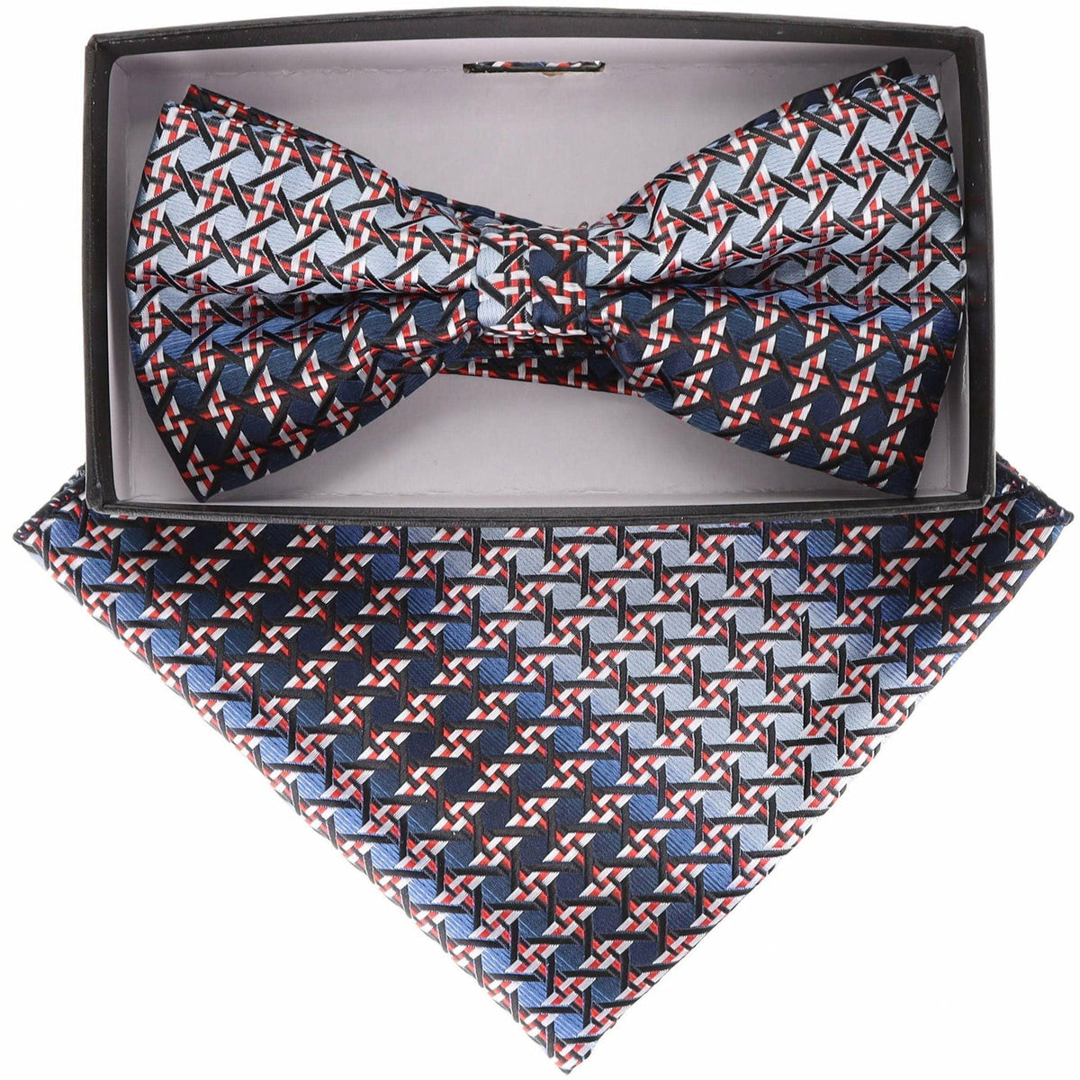 Vittorio Farina Geometric Designer Bow Tie &amp; Pocket Square - BH-21161 - Classy Cufflinks