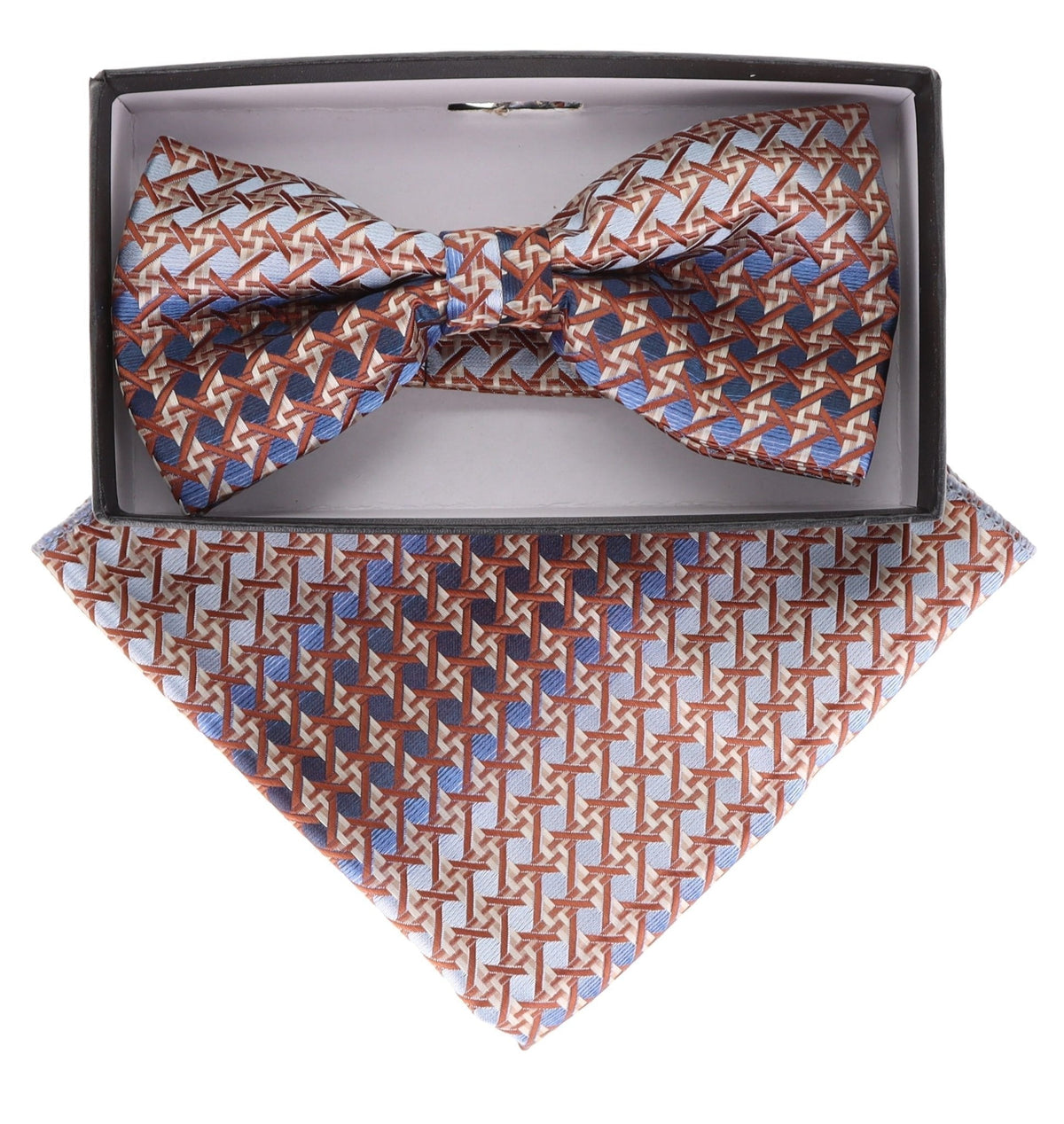Vittorio Farina Geometric Designer Bow Tie &amp; Pocket Square - BH-21162 - Classy Cufflinks