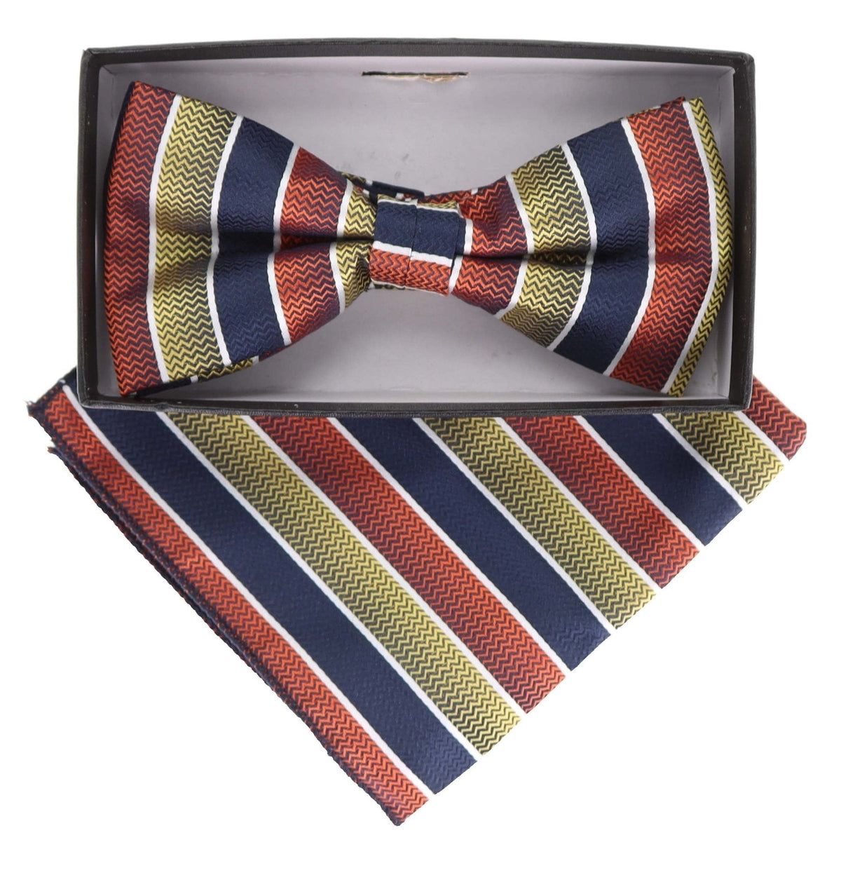 Vittorio Farina Geometric Designer Bow Tie &amp; Pocket Square - BH-21177 - Classy Cufflinks