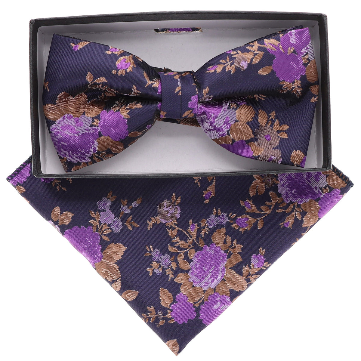 Vittorio Farina Floral Designer Bow Tie &amp; Pocket Square - BH-3124 - Classy Cufflinks