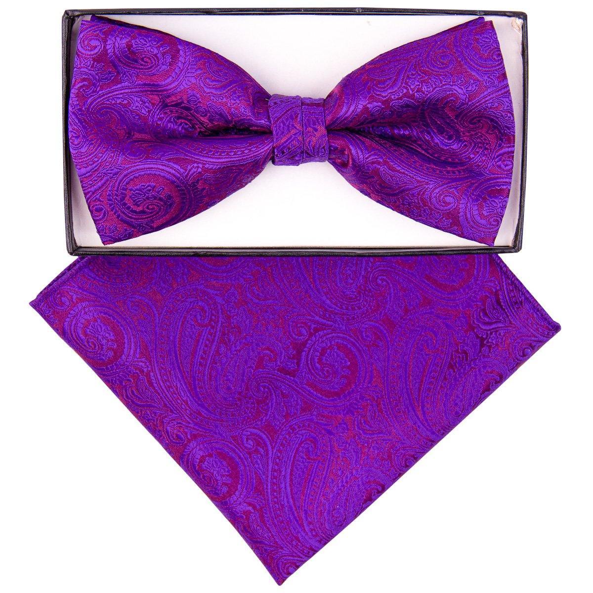 Vittorio Farina Paisley Designer Bow Tie &amp; Pocket Square - BH-5020 - Classy Cufflinks