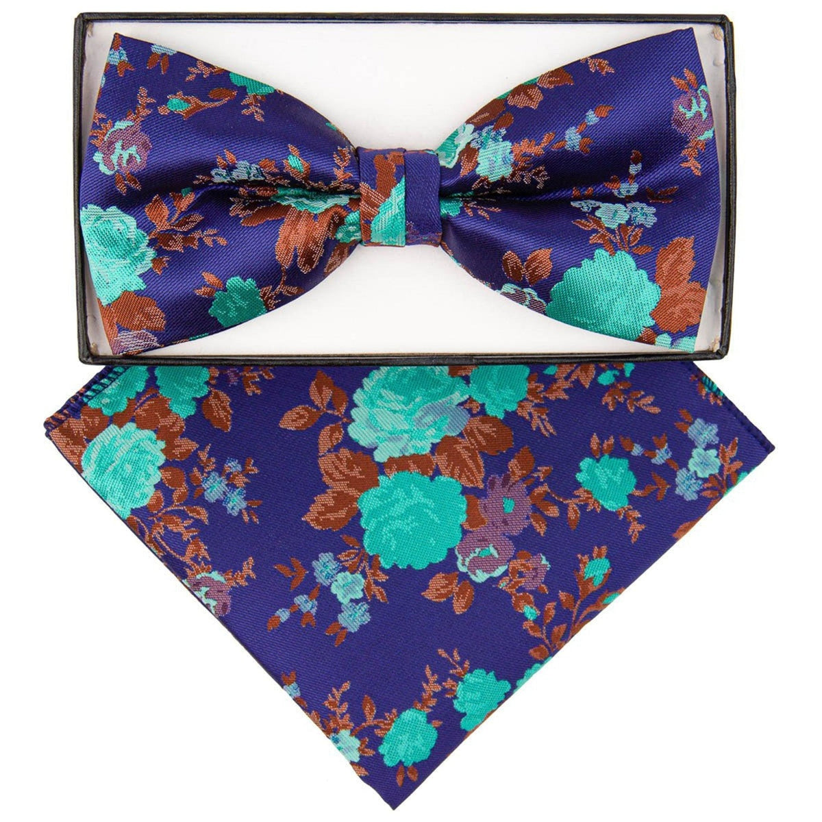 Vittorio Farina Floral Designer Bow Tie &amp; Pocket Square - BH-5216 - Classy Cufflinks
