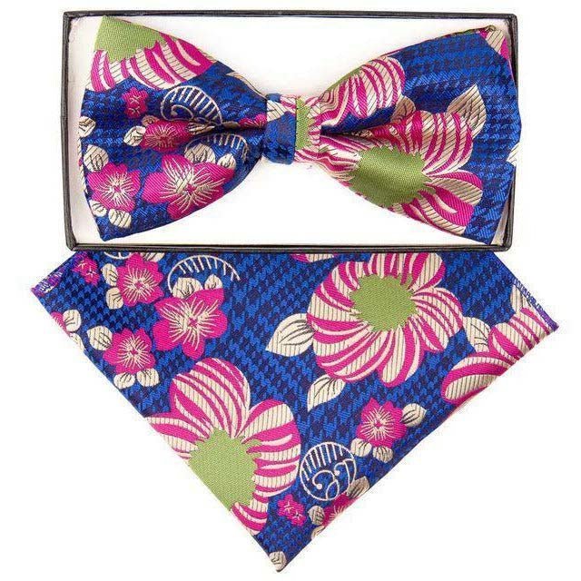 Vittorio Farina Floral Designer Bow Tie &amp; Pocket Square - BH-5240 - Classy Cufflinks