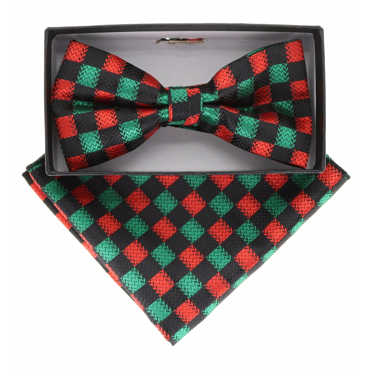 Vittorio Farina Geometric Designer Bow Tie &amp; Pocket Square - BH - D - 21077 - Classy Cufflinks