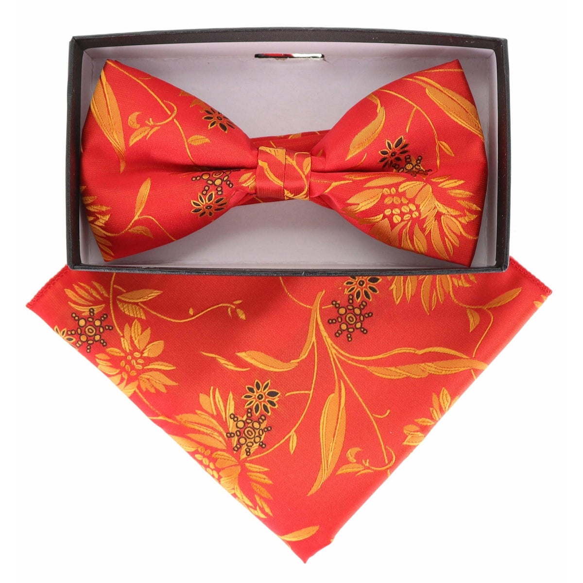 Vittorio Farina Floral Designer Bow Tie &amp; Pocket Square - BH - D - 21141 - Classy Cufflinks