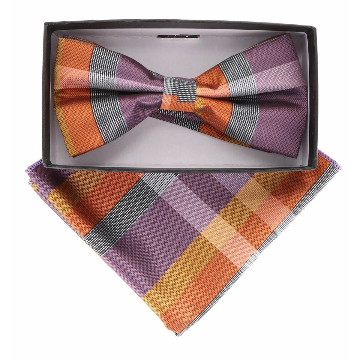 Vittorio Farina Geometric Designer Bow Tie &amp; Pocket Square - BH - D - 21163 - Classy Cufflinks