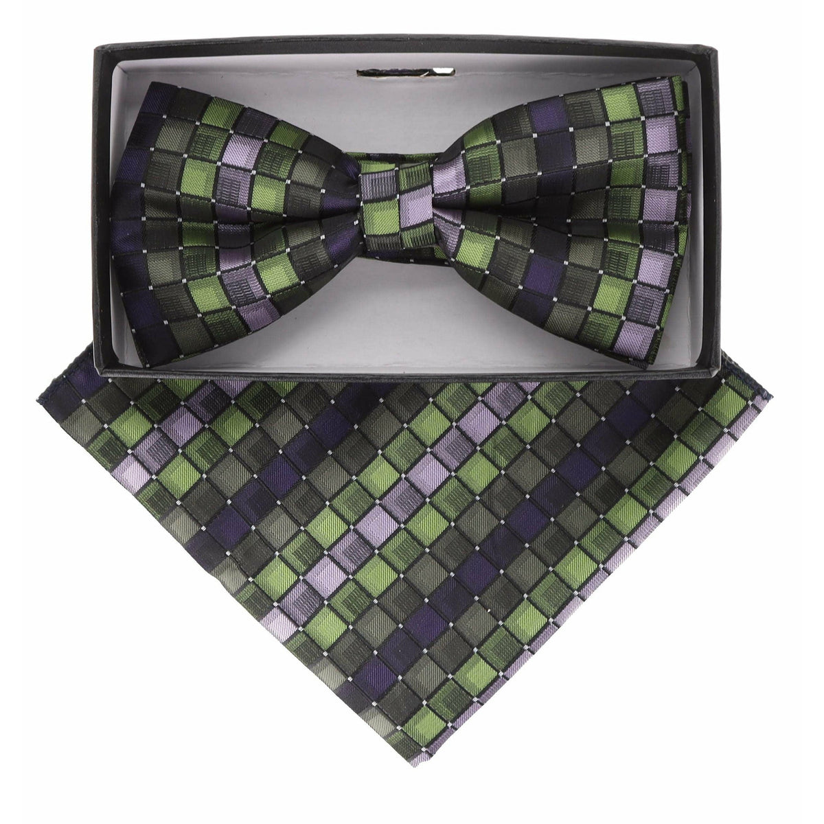 Vittorio Farina Geometric Designer Bow Tie &amp; Pocket Square - BH - D - 21174 - Classy Cufflinks