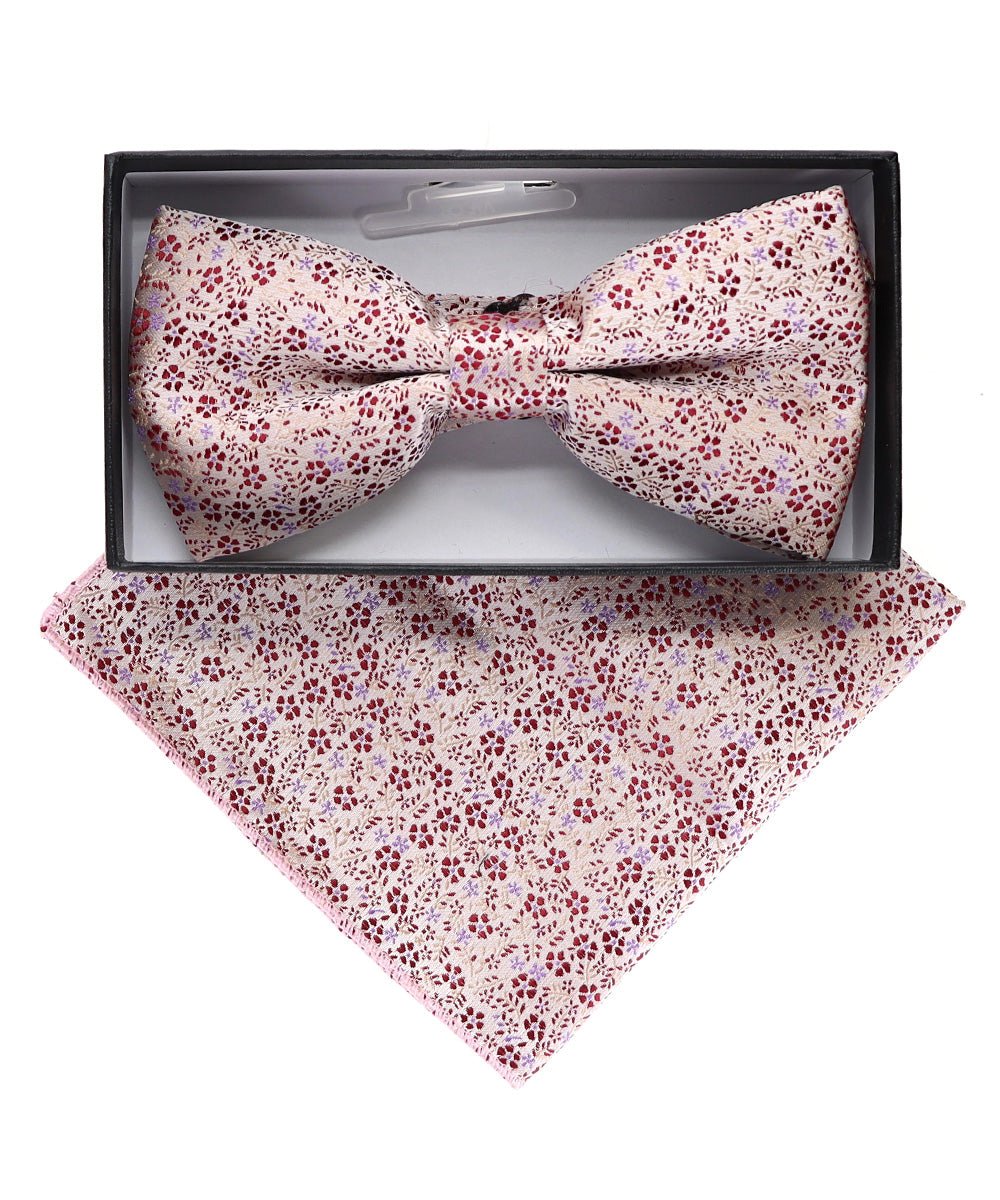 Vittorio Farina Floral Designer Bow Tie &amp; Pocket Square - BH - D - 23033 - Classy Cufflinks