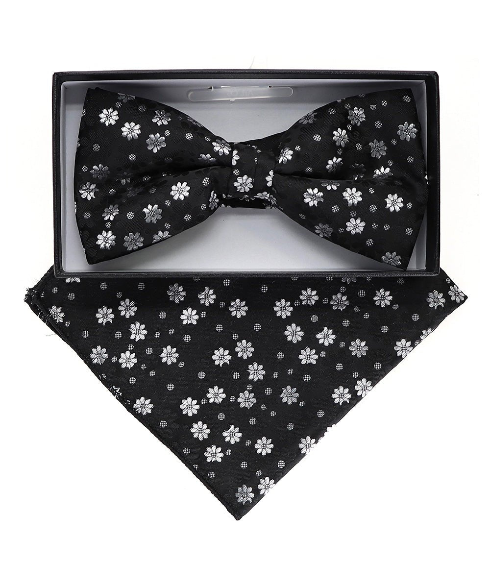 Vittorio Farina Floral Designer Bow Tie &amp; Pocket Square - BH - D - 23034 - Classy Cufflinks
