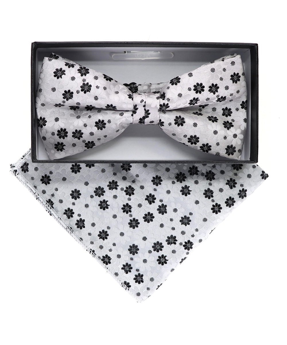 Vittorio Farina Floral Designer Bow Tie &amp; Pocket Square - BH - D - 23035 - Classy Cufflinks
