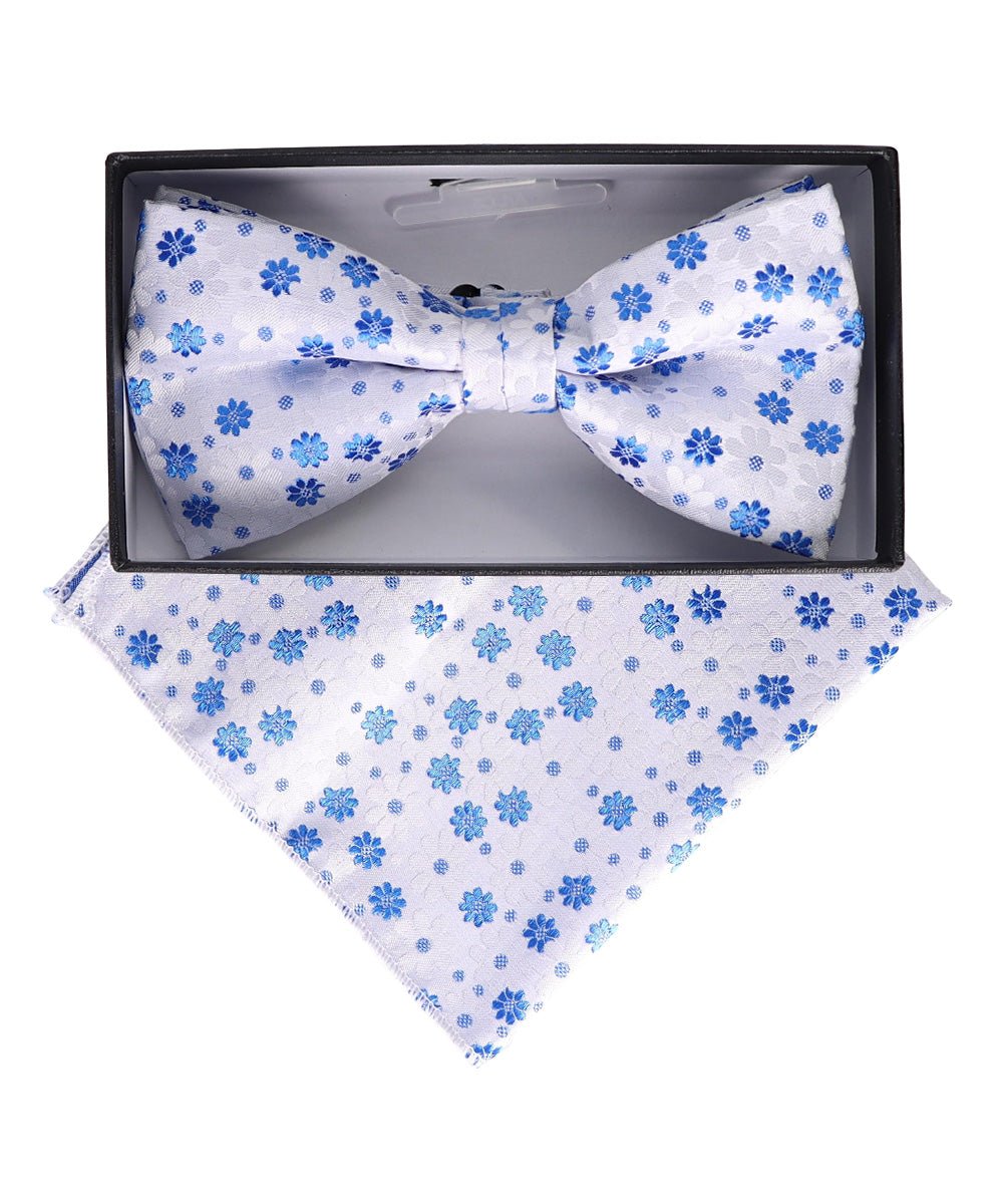 Vittorio Farina Floral Designer Bow Tie &amp; Pocket Square - BH - D - 23036 - Classy Cufflinks