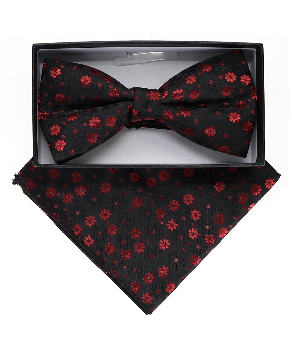 Vittorio Farina Floral Designer Bow Tie &amp; Pocket Square - BH - D - 23037 - Classy Cufflinks
