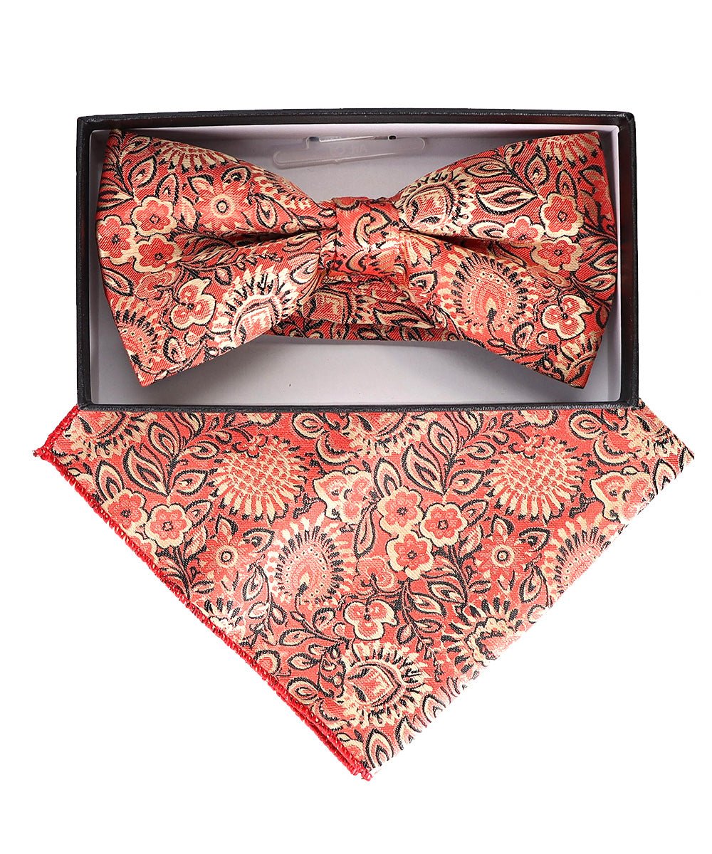 Vittorio Farina Floral Designer Bow Tie &amp; Pocket Square - BH - D - 23048 - Classy Cufflinks