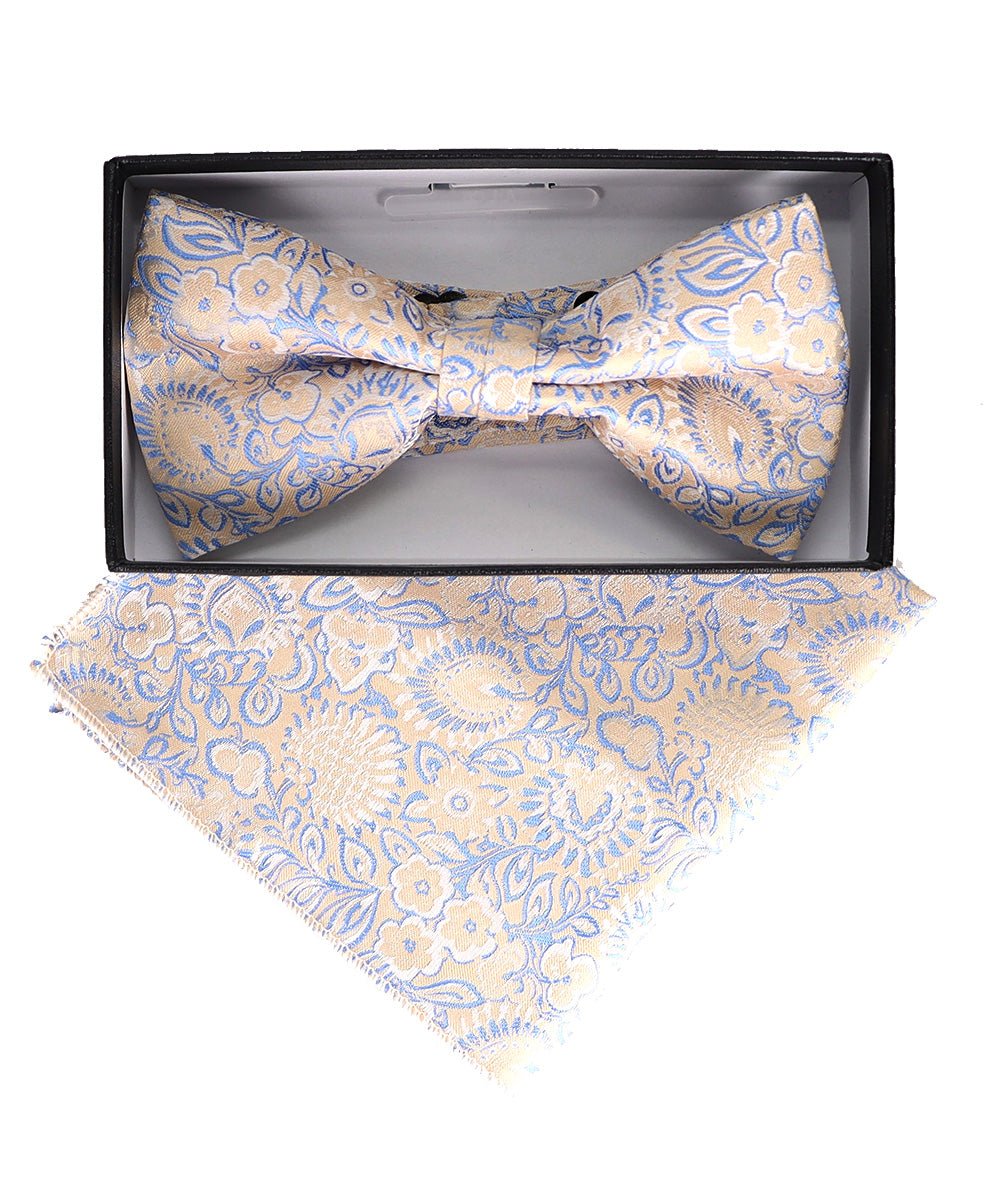 Vittorio Farina Floral Designer Bow Tie &amp; Pocket Square - BH - D - 23049 - Classy Cufflinks