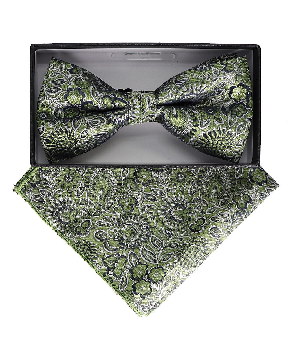 Vittorio Farina Floral Designer Bow Tie &amp; Pocket Square - BH - D - 23050 - Classy Cufflinks