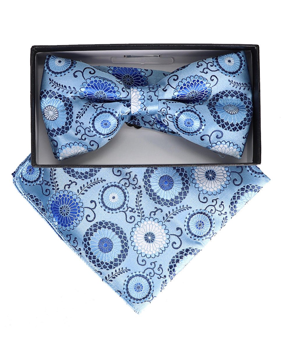 Vittorio Farina Floral Designer Bow Tie &amp; Pocket Square - BH - D - 23051 - Classy Cufflinks