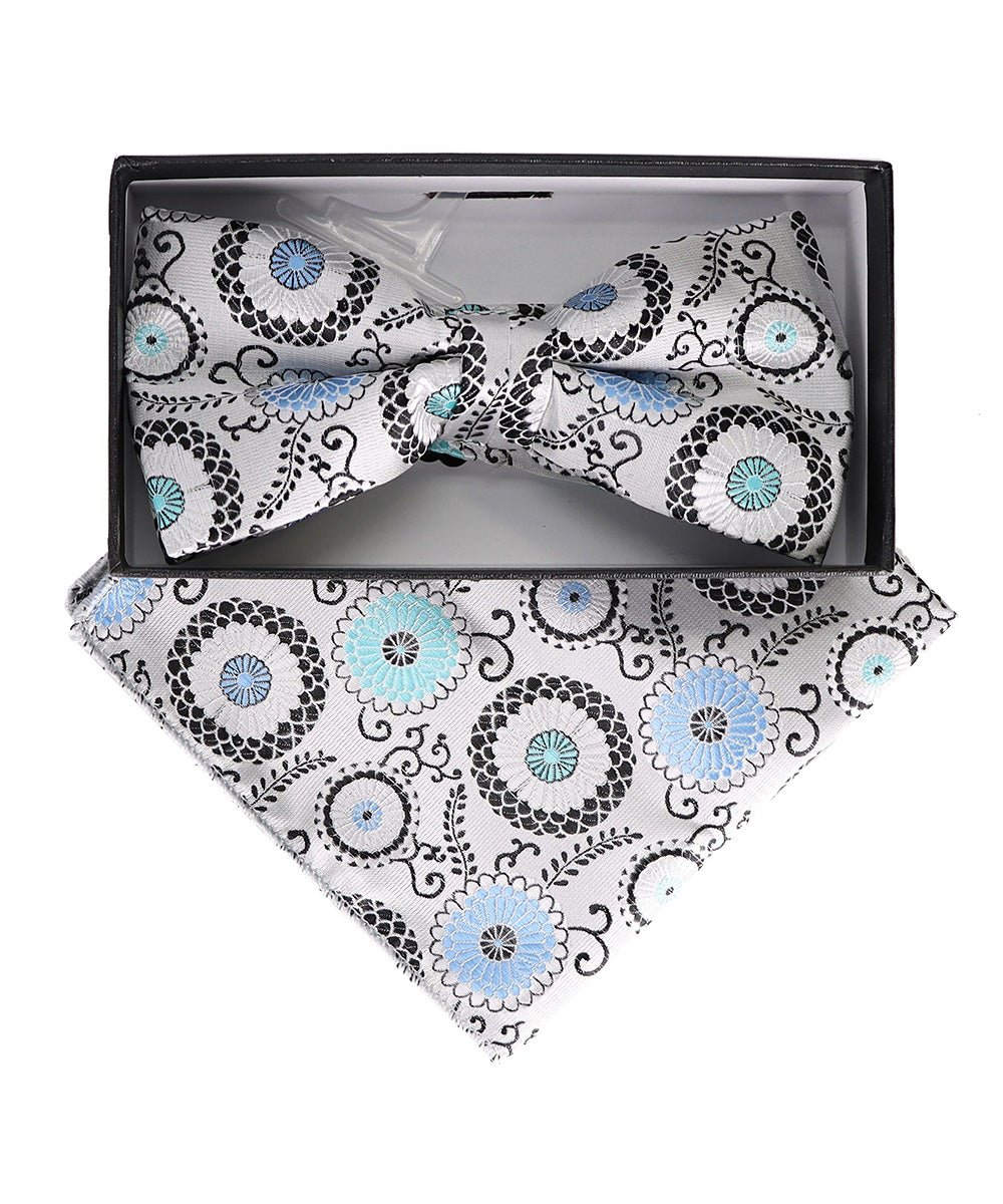 Vittorio Farina Floral Designer Bow Tie &amp; Pocket Square - BH - D - 23052 - Classy Cufflinks