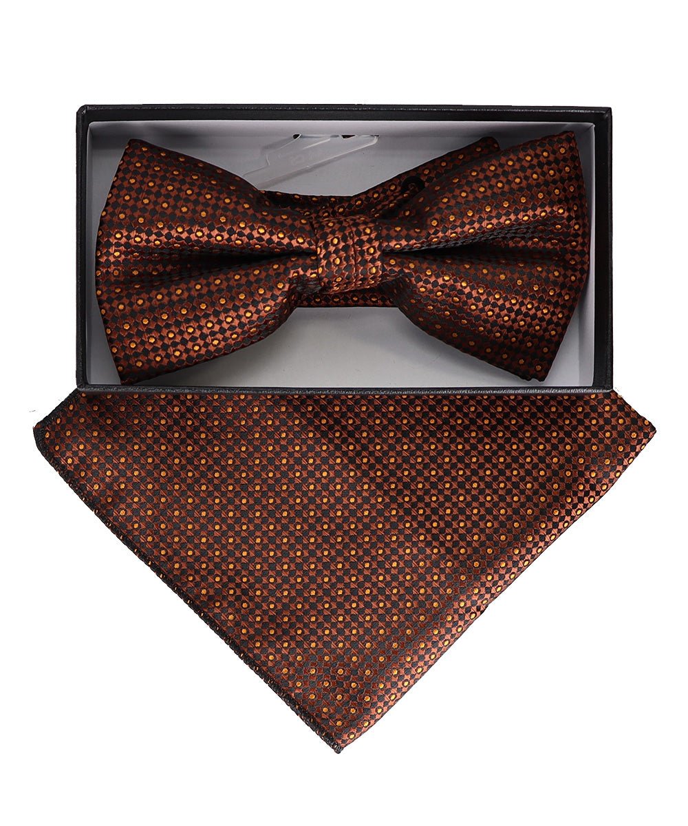 Vittorio Farina Geometric Designer Bow Tie &amp; Pocket Square - BH - D - 23072 - Classy Cufflinks