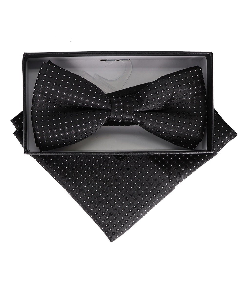 Vittorio Farina Geometric Designer Bow Tie &amp; Pocket Square - BH - D - 23075 - Classy Cufflinks